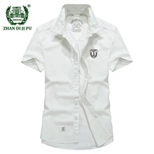 Мужские летние повседневные брендовые мягкие белые топы из чистого хлопка, тонкие мужские рубашки с коротким рукавом afs jeep, модные синие рубашки M-XXXL