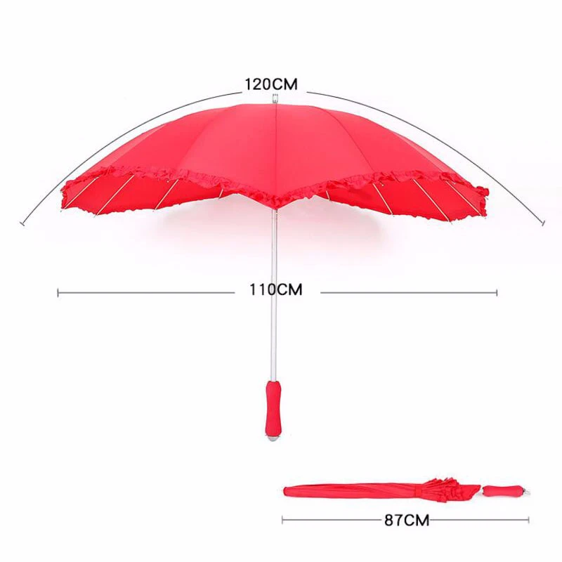Складывающийся Солнечный и женский зонт в форме красного сердца с длинной ручкой Unbrellas Peach для свадебной вечеринки и Помолвки