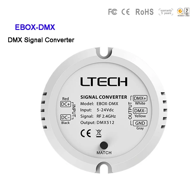 LTECH EBOX DMX 2 4 ГГц RF/DMX512 вход преобразователь сигнала 5 ~ 24 В DC беспроводной модуль LT BUS