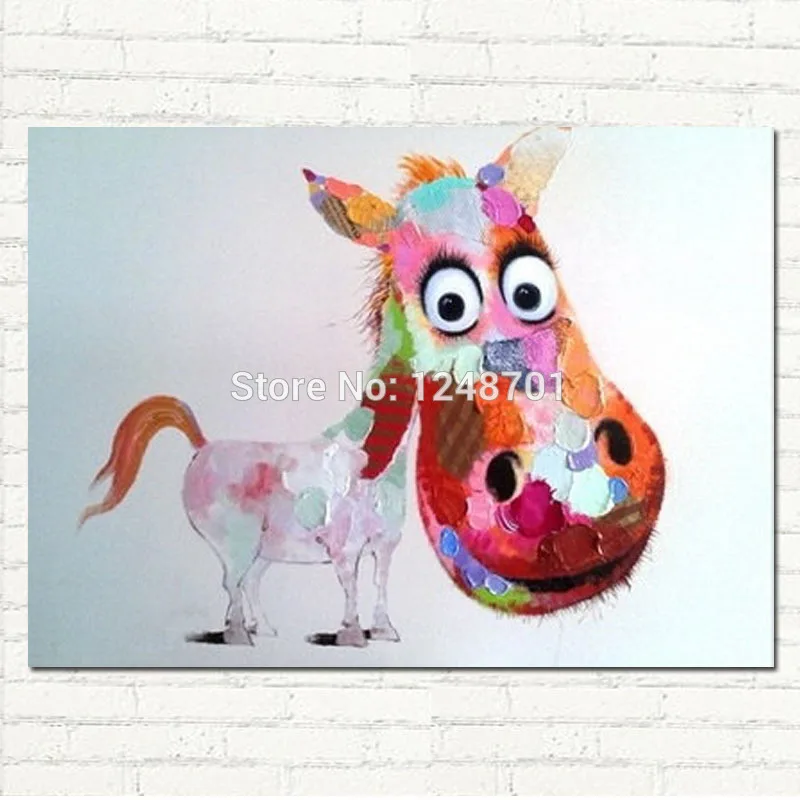 

Big Headed Donkey Oil Painting on Canvas - 100% Hand Made modern canvas animal art for decoration