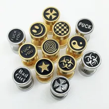 Мужские серьги-гвоздики беруши pendientes для мужчин нержавеющая сталь 8 мм серебряные золотые две стороны серьги с логотипом модные панк ювелирные изделия