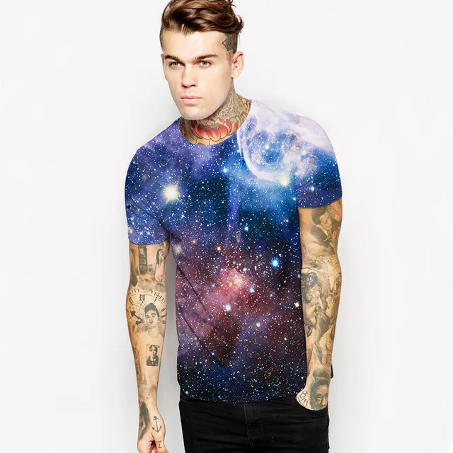 2017 Summer Starry Night Digital Print T Shirt Men O Neck Short Sleeve 2017 Summer Starry Night Digital Print T Shirt Men O Neck Short Sleeve