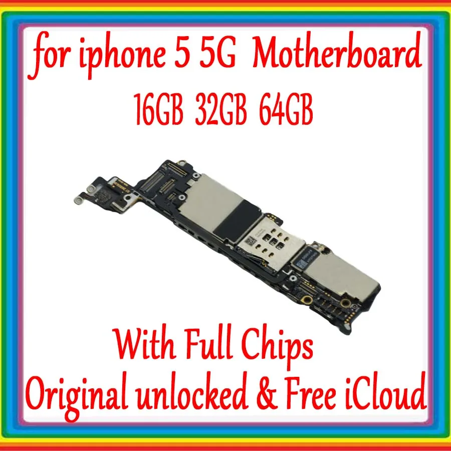  Factory unlocked for iphone 5 5g Motherboard with Full Chips100% Original for iphone 5 MainboardNo 