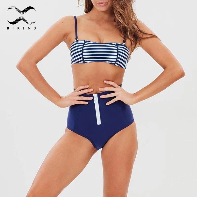 Bikinx полосатый микро бикини 2019 бандо Купальник push up sexy женский купальник молния
