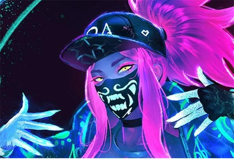 Game Akali KDA K/DA Assassin Cosplay S8 Face Mask Night Lights Cosplay Mask Props Masks Luminous Mouse Xmas Gifts Dustproof