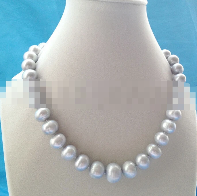 

0835 natural gray round freshwater pearl necklace