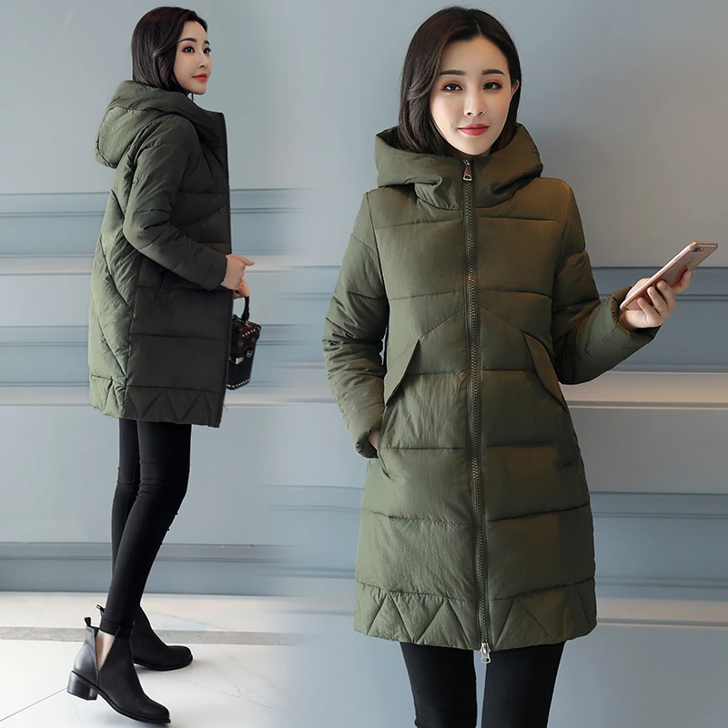 

Brieuces Winter Coat Women 2018 New Winter Wadded Jacket Women Solid Color Hooded Thick Warm Parkas Cotton Padded Outwear