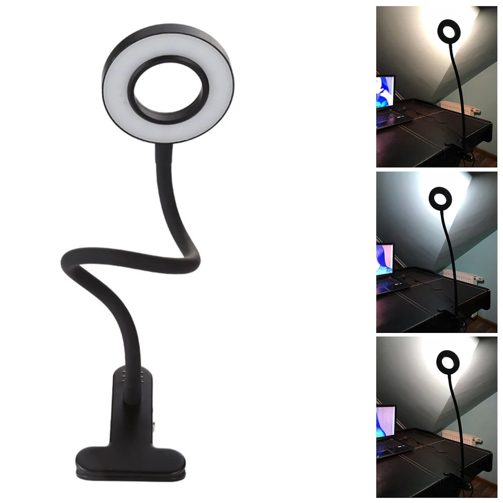 

Led USB Reading Lights Table Lamp Clip 360 Degree Twisted Flexible Table Book Light Button Switch Dimmable three color Light