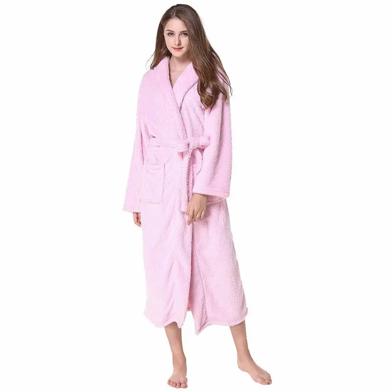 2018 Winter Lavender Print Flannel Warm Pajamas Women Sexy Towel Robe Soft Coral Fleece Bathrobe Sleepwear (20)