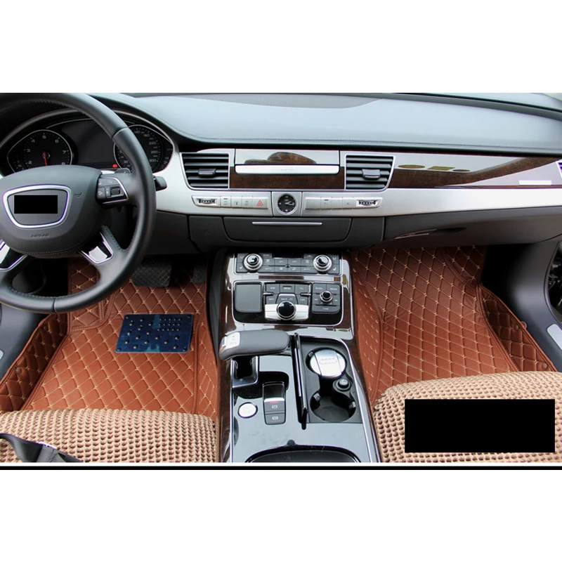 

lsrtw2017 luxury fiber leather car floor mat for audi a8 2011 2012 2013 2014 2015 2016 2017 d4 accessories d3 d2 styling i