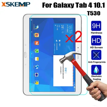 

XSKEMP 2Pcs/Lot Clear Tablet Screen Protector For Samsung Galaxy Tab 4 10.1" T530 T531 T535 T537 Tempered Glass Protective Film