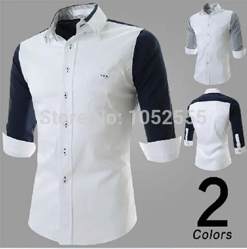 Fashion Men Man Casual Dress Shirt Slim Fit 3/4 Sleeve Polo Tshirts