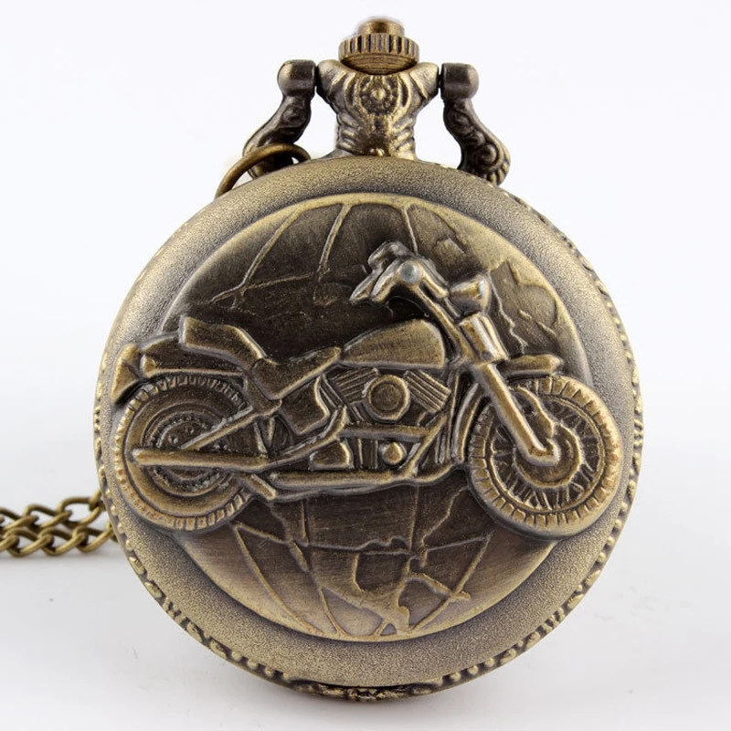 2017 New Arrival Antique Bronze Motorcycle Motorbike MOTO Shape Pocket Watch Necklace Pendant