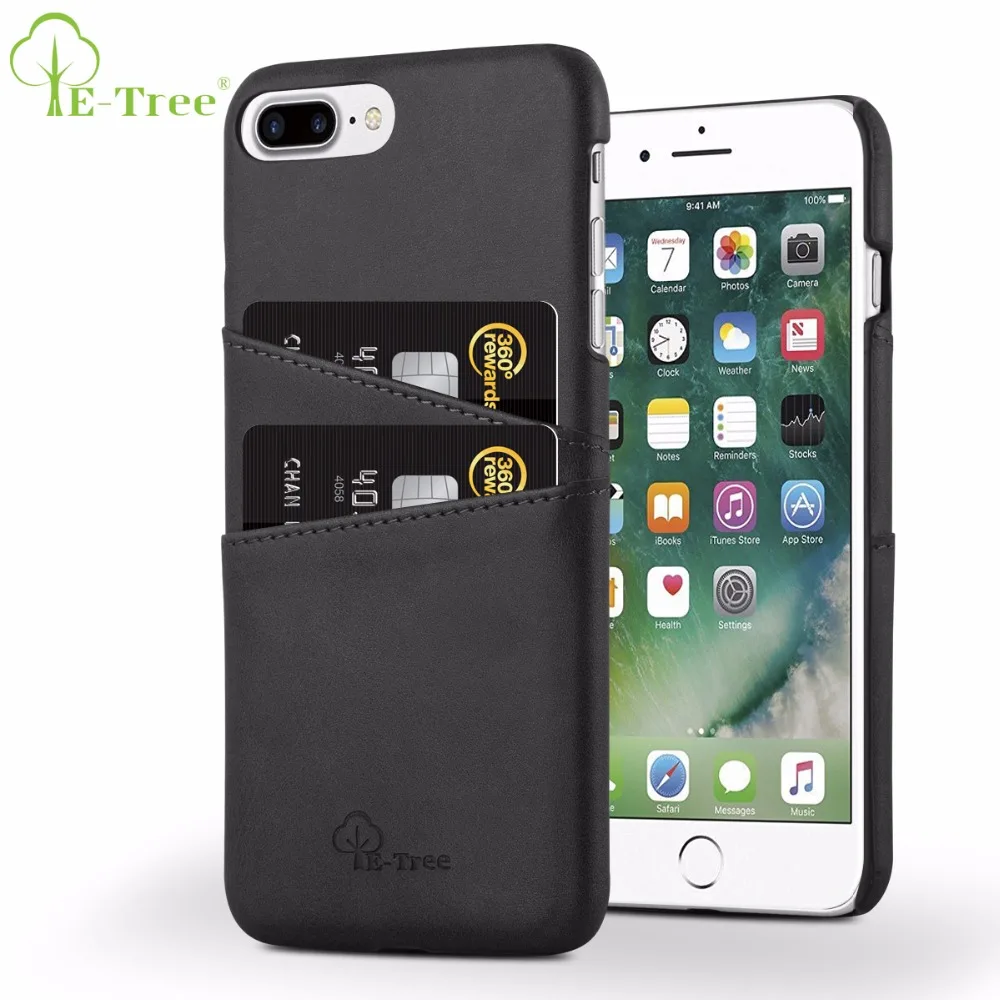 Goede E Boom Merk vintage lederen kaartsleuven case voor iphone 8 plus telefoon covers voor apple iphone 7 plus gevallen lederen fundas