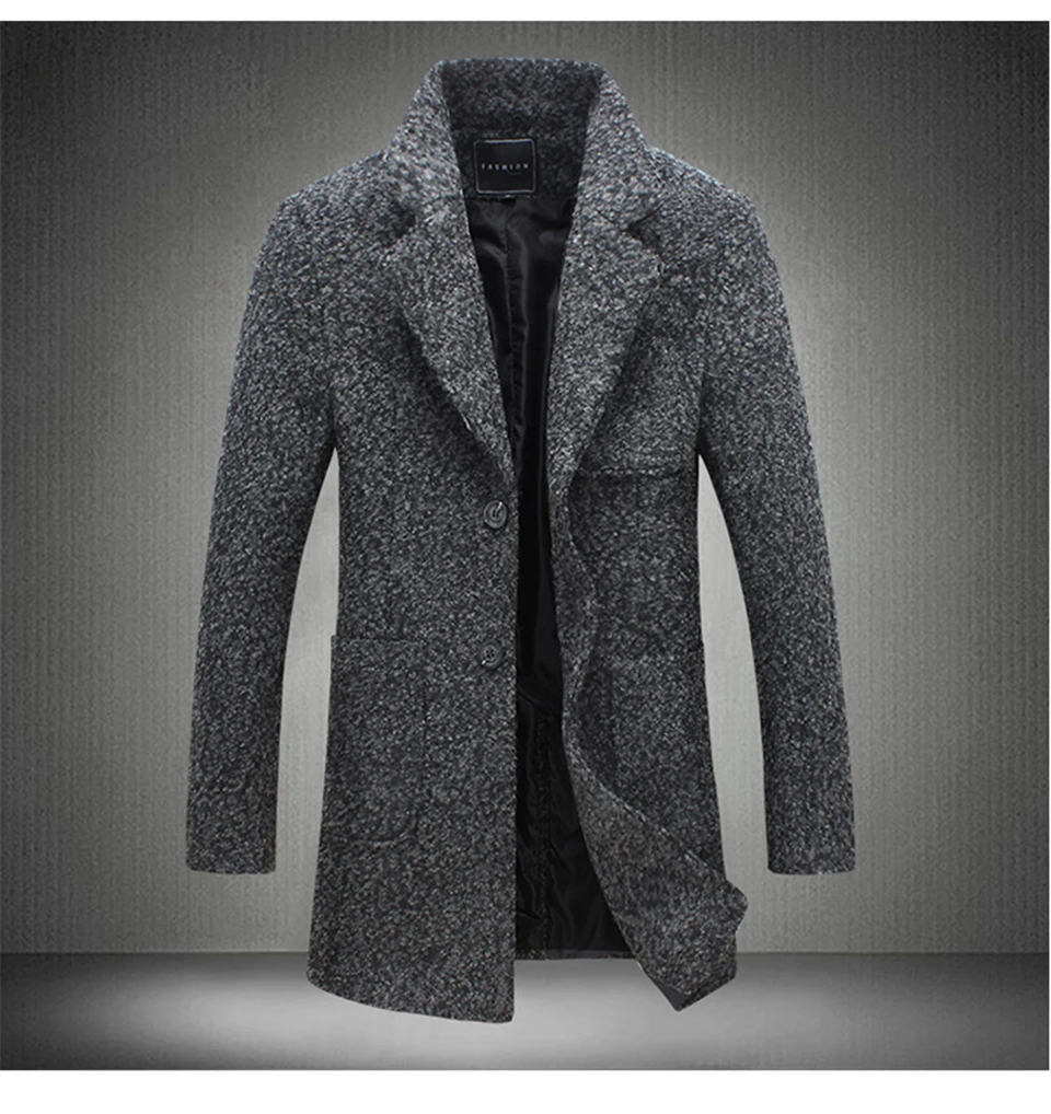 BSETHLRA, повседневный Тренч для мужчин, лидер продаж, осенне-зимние куртки и пальто, приталенный однотонный 40% шерсть, качественная модная брендовая одежда