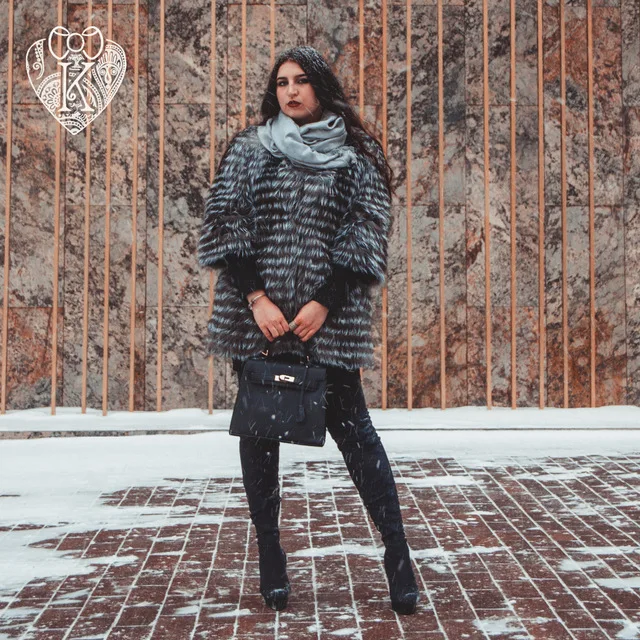 New 2013 Women's Fashion Coats Jacket Fur Real Silver Fox Hair Coat Fur Women 3/4 Sleeves Design Fast Delivery Coats