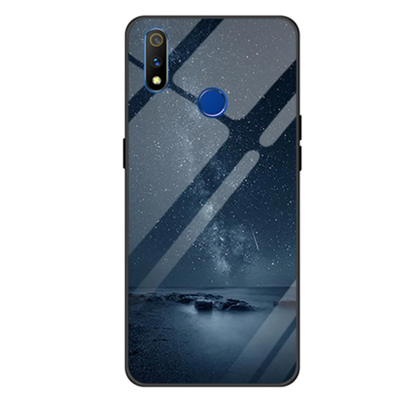 Для OPPO Realme 3 pro Чехол 3pro звездная звезда закаленное стекло+ ТПУ Край жесткий чехол s для OPPO Realme3 pro стеклянный чехол