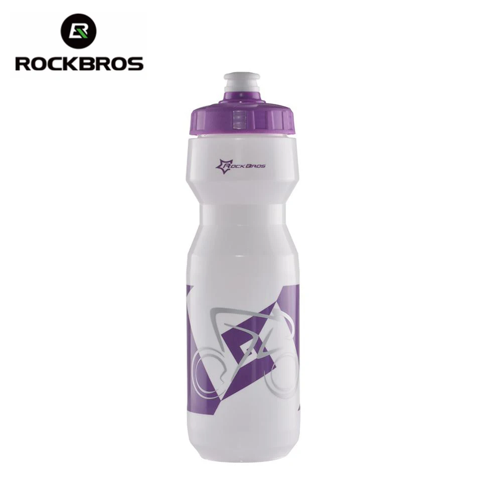 White Purple ROCKBROS, велосипедная бутылка для воды, 750 мл, для велосипеда, портативный чайник, бутылка для воды, пластиковая, для спорта на открытом воздухе, для горного велосипеда, посуда для напитков - Цвет: White Purple