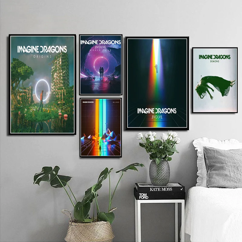 

Imagine Dragons Music Album History Cover Poster Wall Art Picture Posters and Prints Canvas Painting for Room Home Decor
