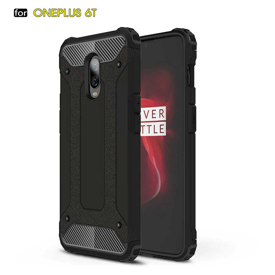 Чехол RIJOW One Plus 6T для OnePlus 7T Pro чехол-накладка на заднюю панель из поликарбоната+ ТПУ чехол для телефона One Plus 6 1 Plus 7 Pro чехол s - Цвет: Black