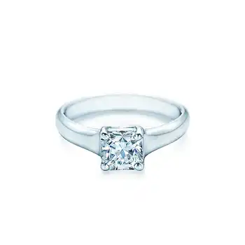 

Solid AU585 White Gold Clear Brief 1Ct Round Cut Quality Promise Synthetic Carbon Ring for Women Engagement Jewelry