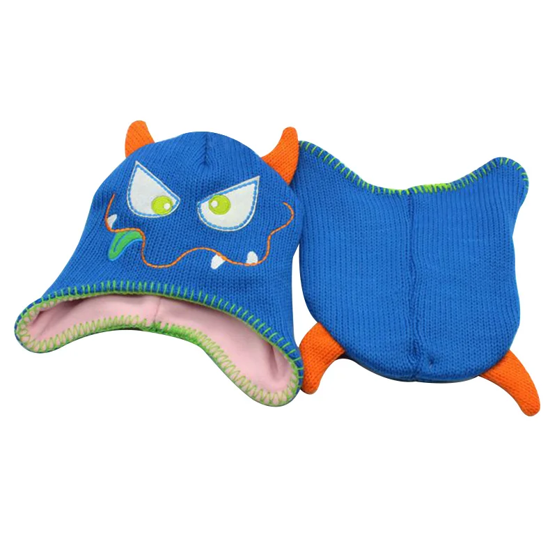 Cute Owl Baby Hat For Girls Cotton Thick Warm Beanie Cartoon Monster Kids Hat Embroidery Baby Girls Beanie With Ears Winter Hat (2)