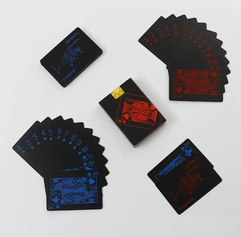 Red Blue 6.3x8.9 Качественные водонепроницаемые ПВХ пластиковые игральные карты тренд 54 шт. колода покер классические магические трюки инструмент чистый черный волшебный ящик-упакованный GYH - Цвет: Red Blue 6.3x8.9