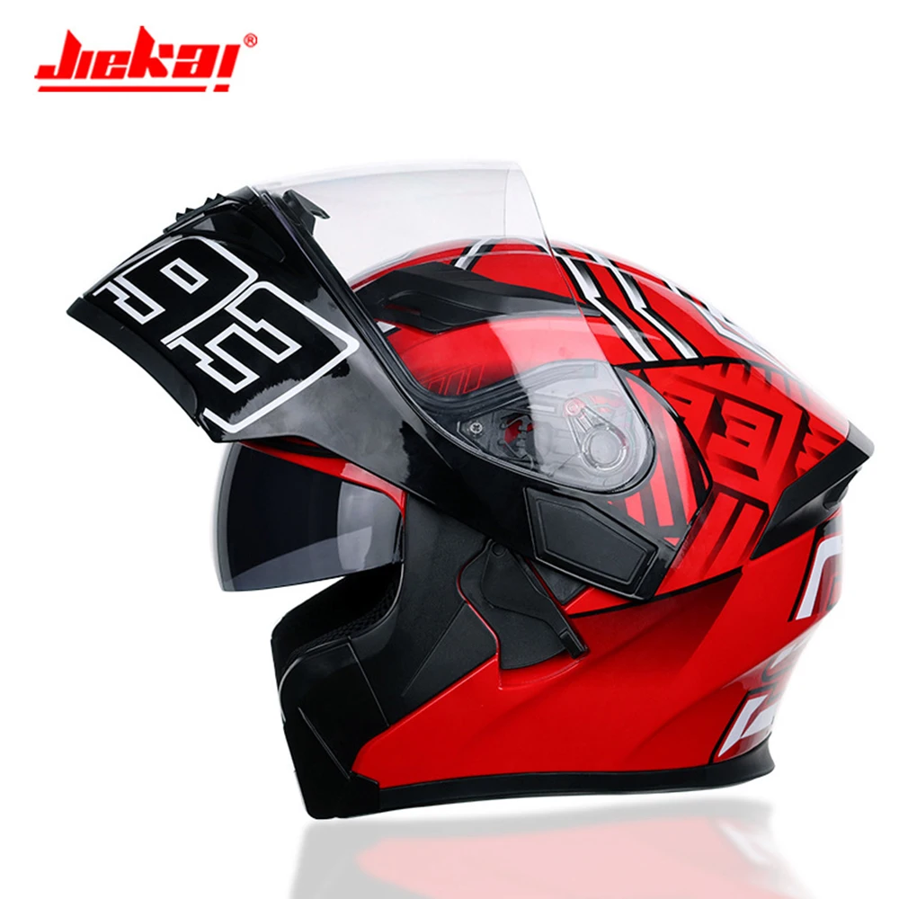 

JIEKAI Motobiker Helmet Flip Up Motorcycle Helmet With Inner Sun Visor Safety Double Lens Modular Motocross Full Face Helmets