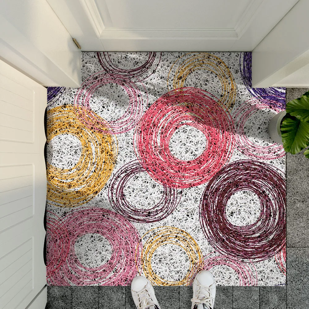 

Nordic style Entrance hall carpet PVC wire loop mat INS colorful geometry Door mat Living room floor mat bathroom non-slip rug