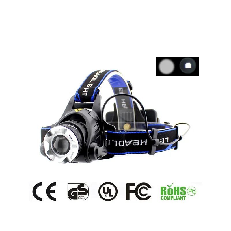 

Rechargeable Headlamp, Zoomable Waterproof LED head lamp flshlight , Hands-free Headlight Torch Lamp for Hunting Hiking Camping