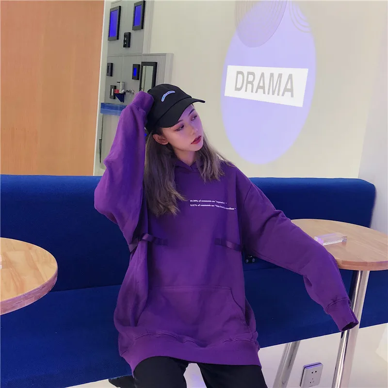 Толстовки для женщин с капюшоном принтом свободные Harajuku корейский стиль Oversize толстовки для отдыха s Мода BF хип хоп пуловеры для шик
