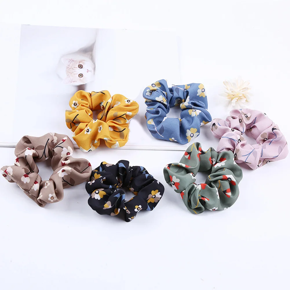 

2019 Fashion Hair Accessories Women Scrunchie Ponytail Holder Flower Scrunchies Pack Hair Ties Elastics Hair Bands for Girls