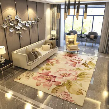 

American Style Flower Carpets For Living Room Romantic Soft Area Rugs For Bedroom Study Floor Mat Home Coffee Table Sofa Carpet