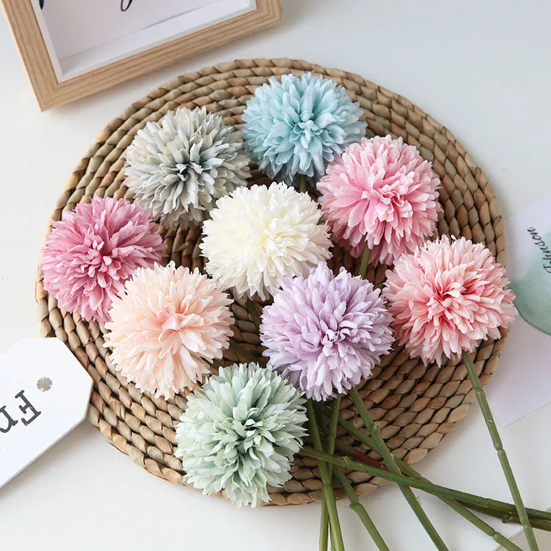 Artificial silk cloth simulation single fantasy dandelion flower ball fake flowers Home wedding photography decorative ornament (2)