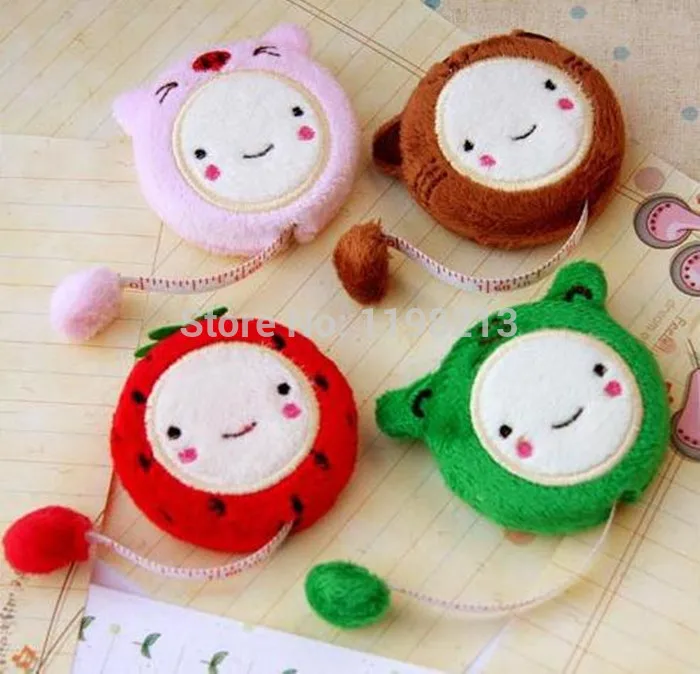

10PCS Kawaii New 1.5m Cartoon Tape Measure Retractable Sewing Flexible Ruler Stationery 150cm color random