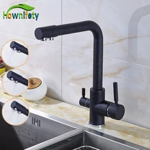 Solid Brass Double Handles Kitchen Sink Faucet Pure Water Faucet Purification Mixer Tap Deck Mounted