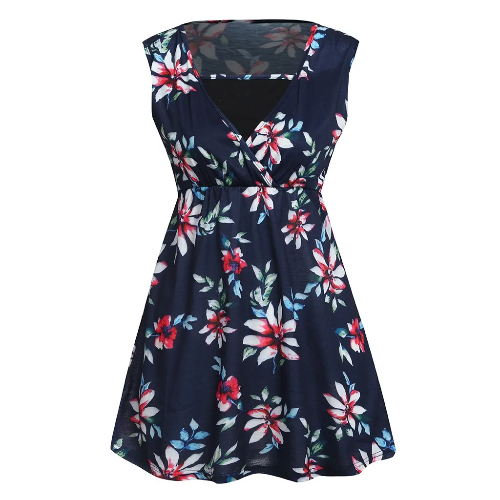 Women's Maternity Sleeveless Floral Print Tops Nursing Baby Blouse Clothes women breastfeeding tops t-shirt
