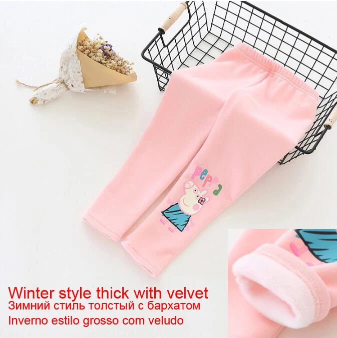 Новинка года; леггинсы для девочек штанишки для маленьких девочек в Корейском стиле с рисунком кота; зимняя теплая одежда детские брюки плотные бархатные От 2 до 7 лет - Цвет: Pink thick winter