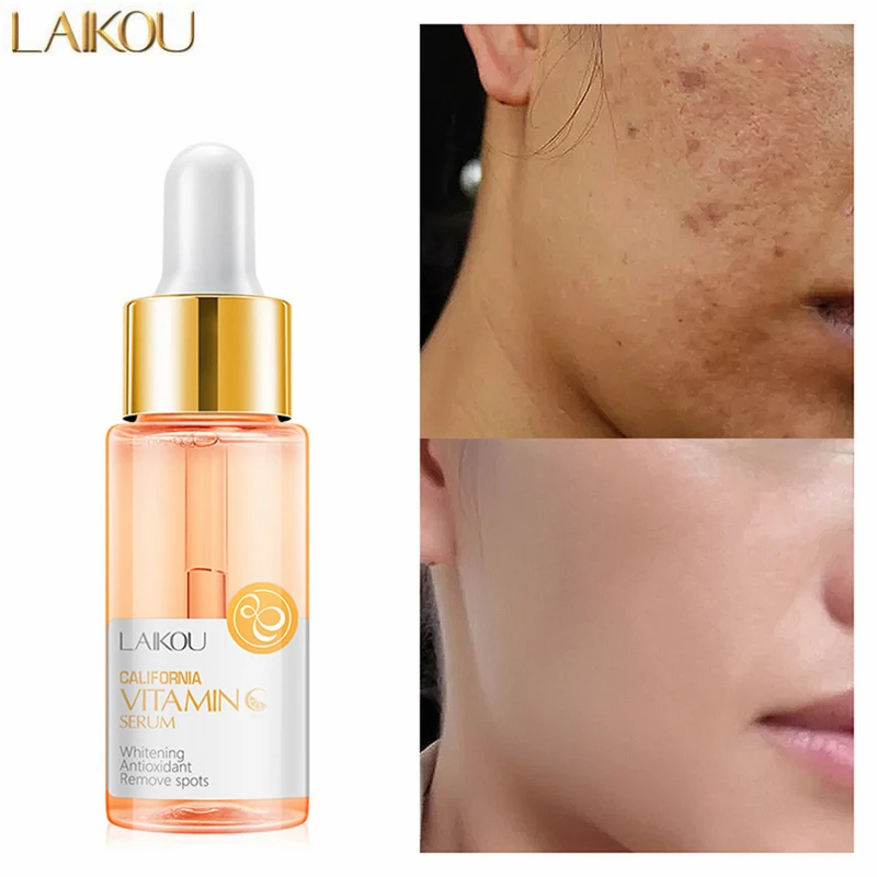 

LAIKOU Natural Vitamin C Serum Brighten Face Skin Care Fade Dark Spots Freckle Anti-Aging Whitening Serum Skin Care Essence 15ml