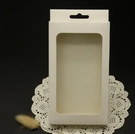 3 размера коричневый черный крафт-бумажный ящик коробка с пластиковым отверстием для мобильного телефона, розничный чехол для телефона коробка, универсальная коробка для телефона - Цвет: white