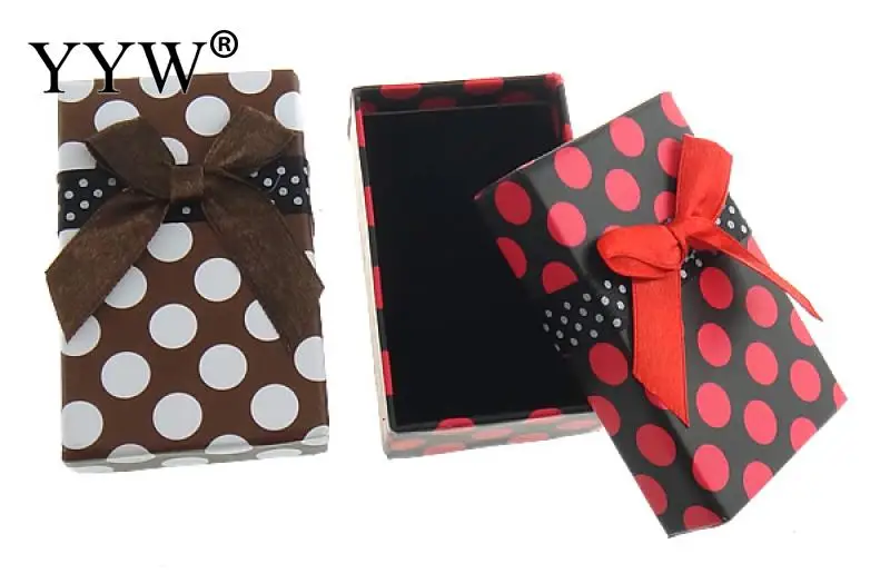 

Cardboard Jewelry Boxes and Packaging,with Satin Ribbon,Rectangle,with Round Spot Pattern,Mixed Colors,50x79x26mm,72PCs/Bag