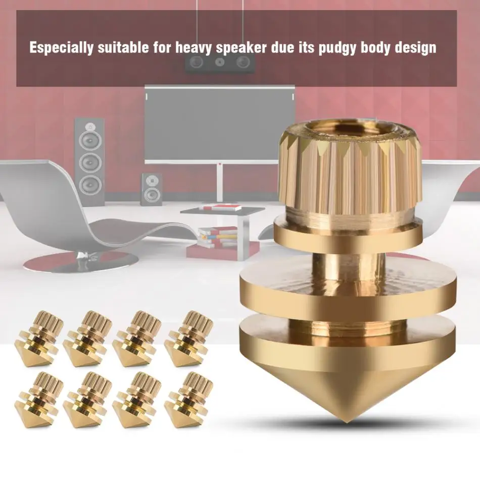 

8 Pcs Pure Copper Speaker Suspension Spikes Isolation Stands Foot 2018 new Base Pad For HiFi Speaker And Speaker Stand To Avoid