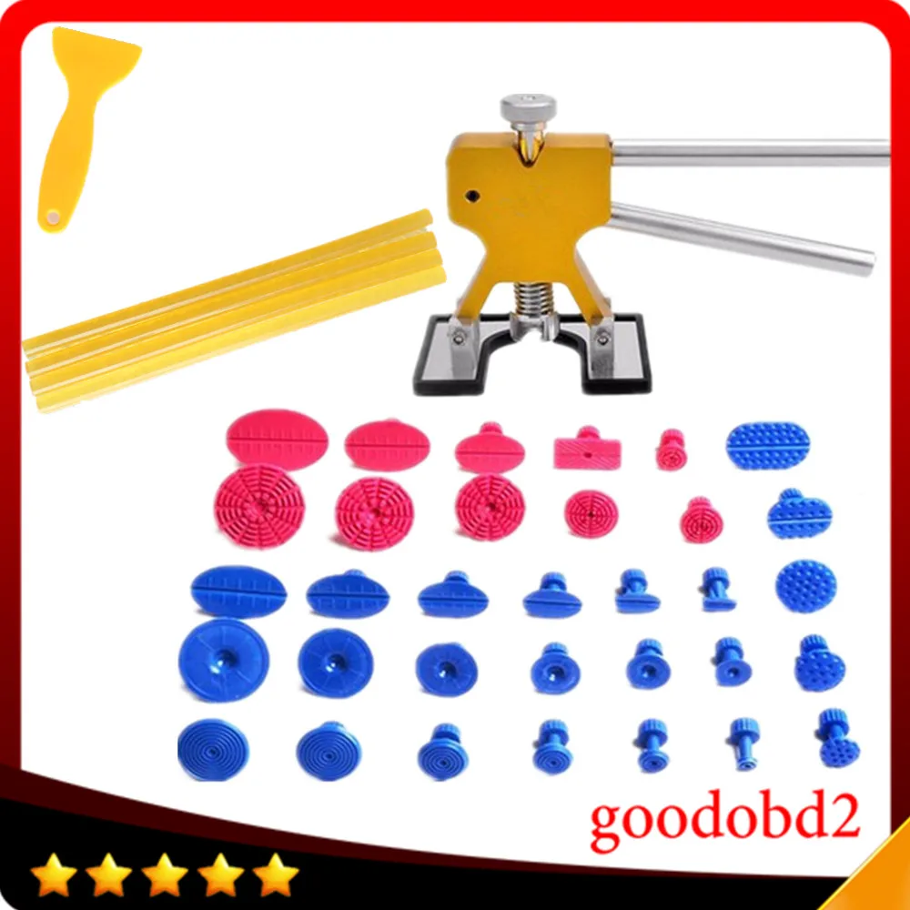 

Car 4S Tools Shop 36pc/set glue tabs Gold glue Puller Hammer Dent Repair Tools Set Paintless Dent Removal Tools with 4pc sticks