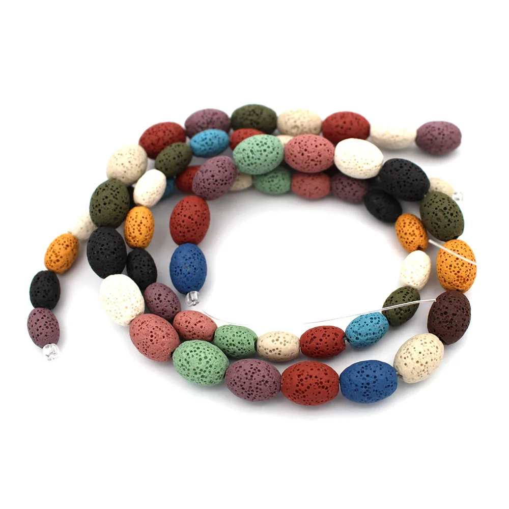 

Oval Drum Colorful Volcanic Lava Stone Spacer Beads Loose Beads Charms Rock Beads DIY for Jewelry Earrings Making 1 pack