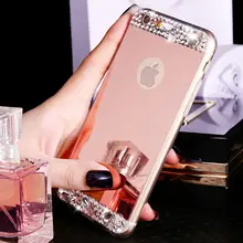 For Coque iPhone 6 6S 5S 6 Plus 7 Plus Strass Bling Glitter Diamond Mirror Case Soft TPU Frame For iPhone 7 Case Accessories
