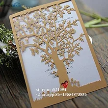 10 шт 120*180 мм Лазерная резка Счастливое дерево дизайн сложенный стиль бумажные свадебные пригласительные открытки