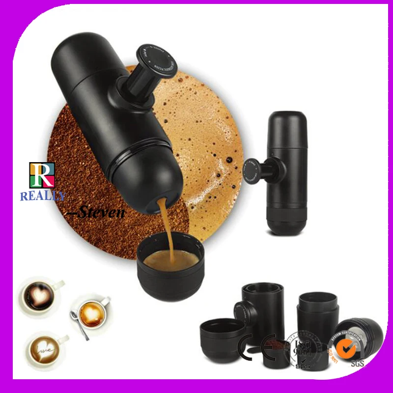 RL 6677 мини кофеварка портативная Компактная ручная для эспрессо черная ручное