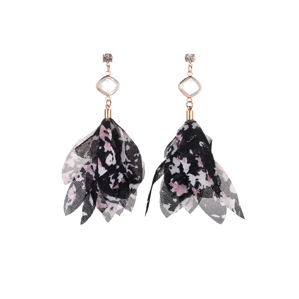 

Ethnic African Fabric Earrings For Women Handmade Hanging Long Drop Earings With Crystal Boho Statement Jewelry 2019