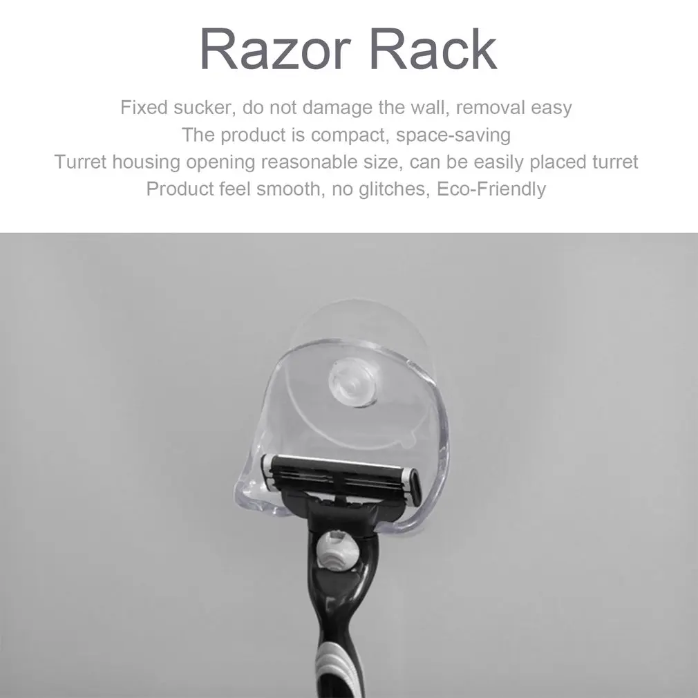 1piece Clear Plastic Super Suction Cup Razor Rack Bathroom Razor Holder Suction Cup Shaver Storage Rack Promotion