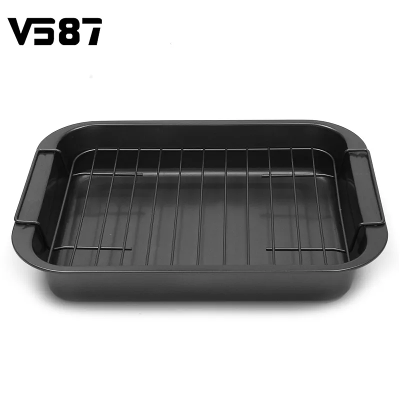 Nonstick Carbon Steel Oven Roaster Turkey Cooker Pan with Rack